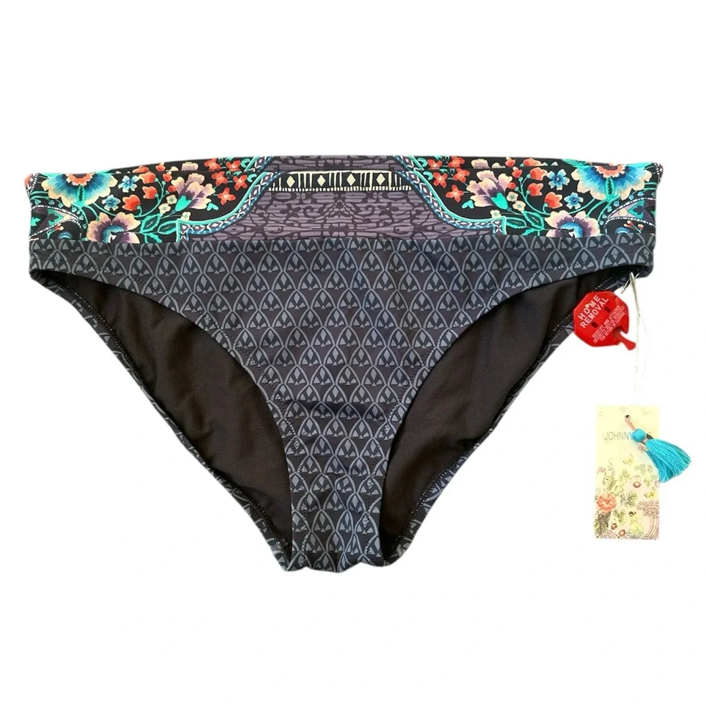 Johnny WAS Saba Hipster Swim Bikini Bottom Periwinkle Cyan Purple Blue Sz XL NWT
